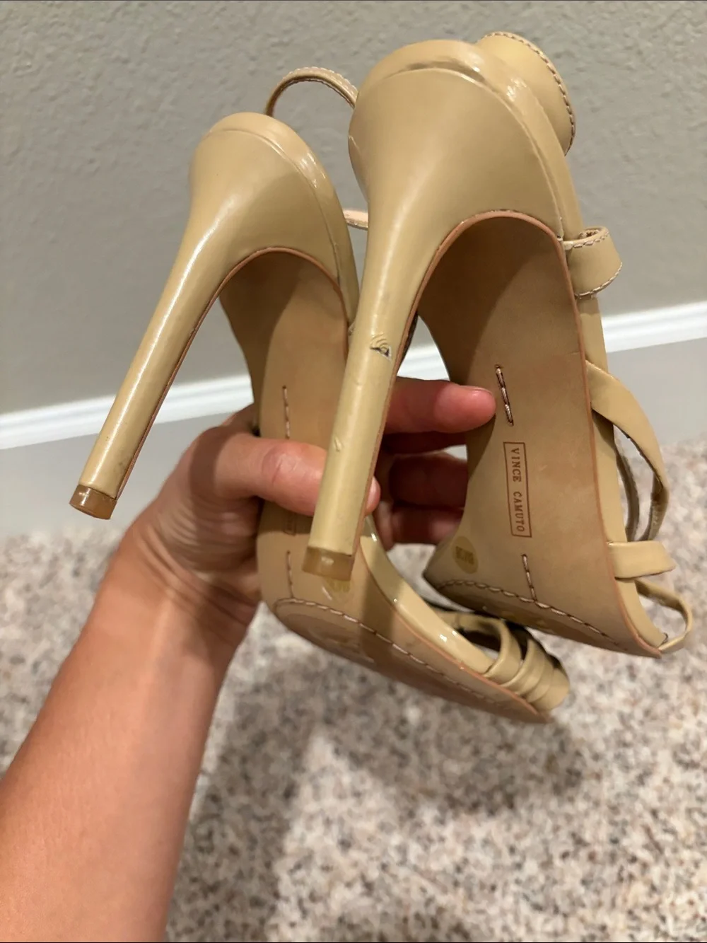 Vince Camuto Beige Strappy Slingback Heels
